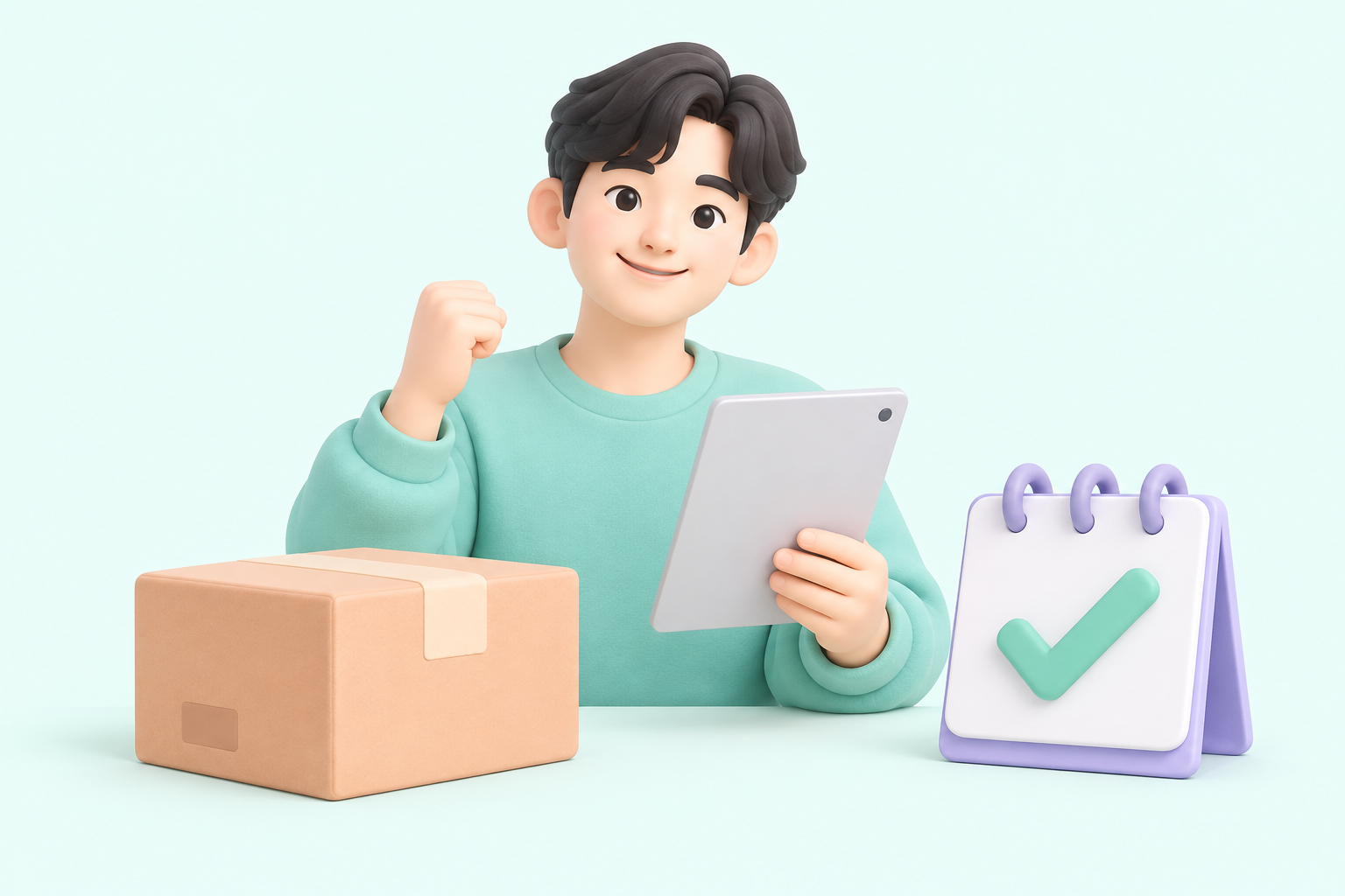판매 다음 날 정산을 준비하는 온라인 셀러와 체크 달력